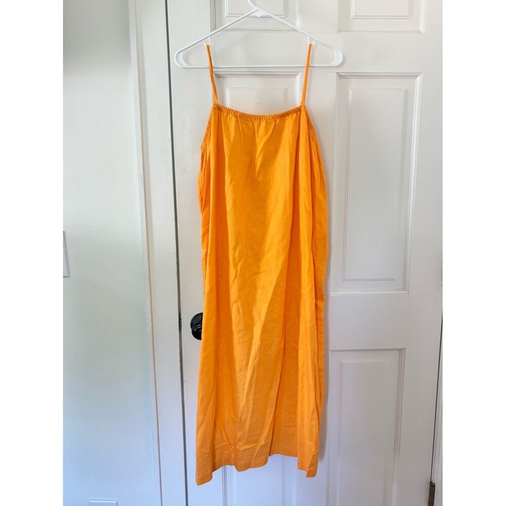 a new day Mango Orange Linen Blend Midi Dress